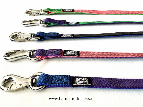 BamBam Antislip Deluxe DUO Color hondenlijn/riem 1 m en langer