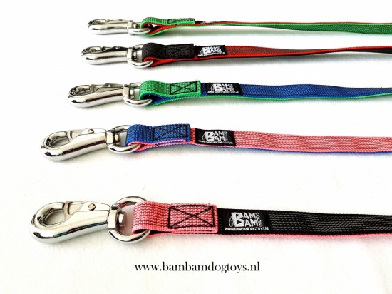 BamBam Antislip Deluxe DUO Color hondenlijn/riem 1 m en langer