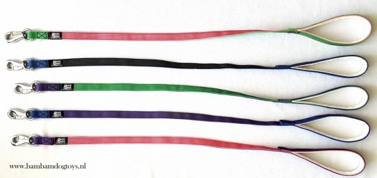 BamBam Antislip Deluxe DUO Color hondenlijn/riem 1 m en langer